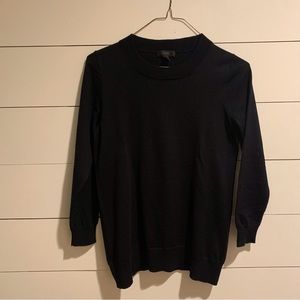 J. Crew Black Merino Wool Sweater with Long Sleeves and Crewneck neckline
